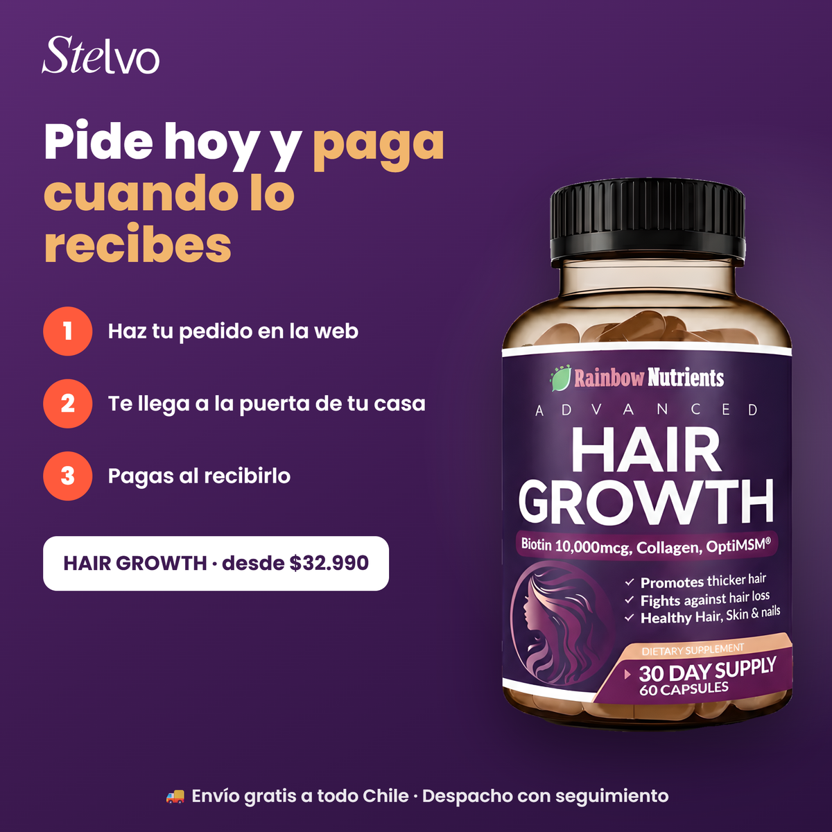 Hair Growth con pago contra entrega y envío gratis en todo Chile