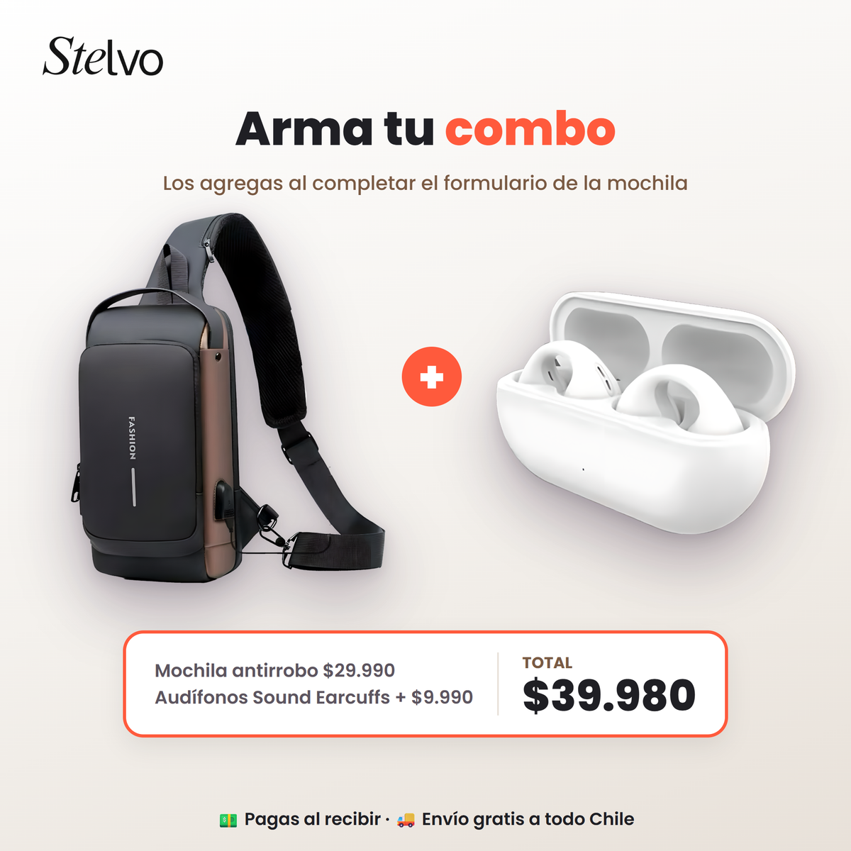Combo mochila antirrobo y audífonos Sound Earcuffs